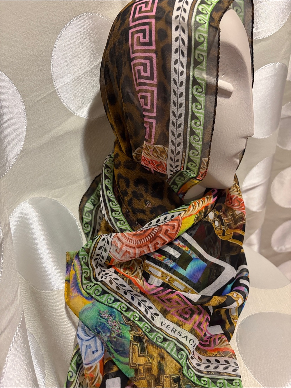 Versace Wild Barocco Silk Chiffon Oversized Scarf Shawl